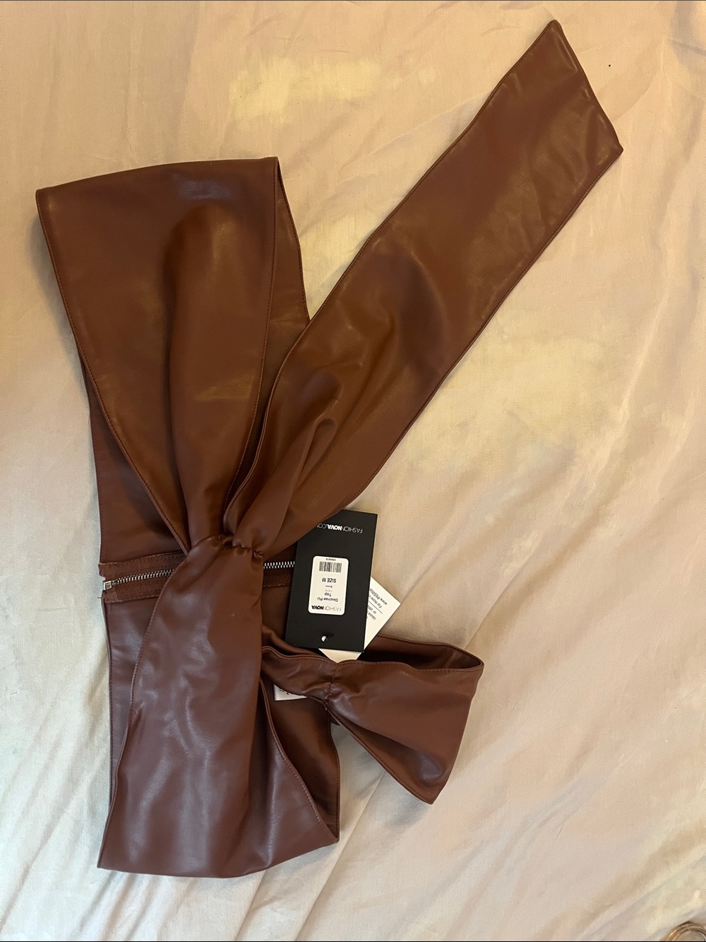 Fashion Nova Brown Desirae PU Crop Top